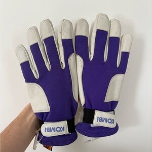 Kombi Women’s Genuine Sheepskin Leather Purple and White Winter Ski Gloves